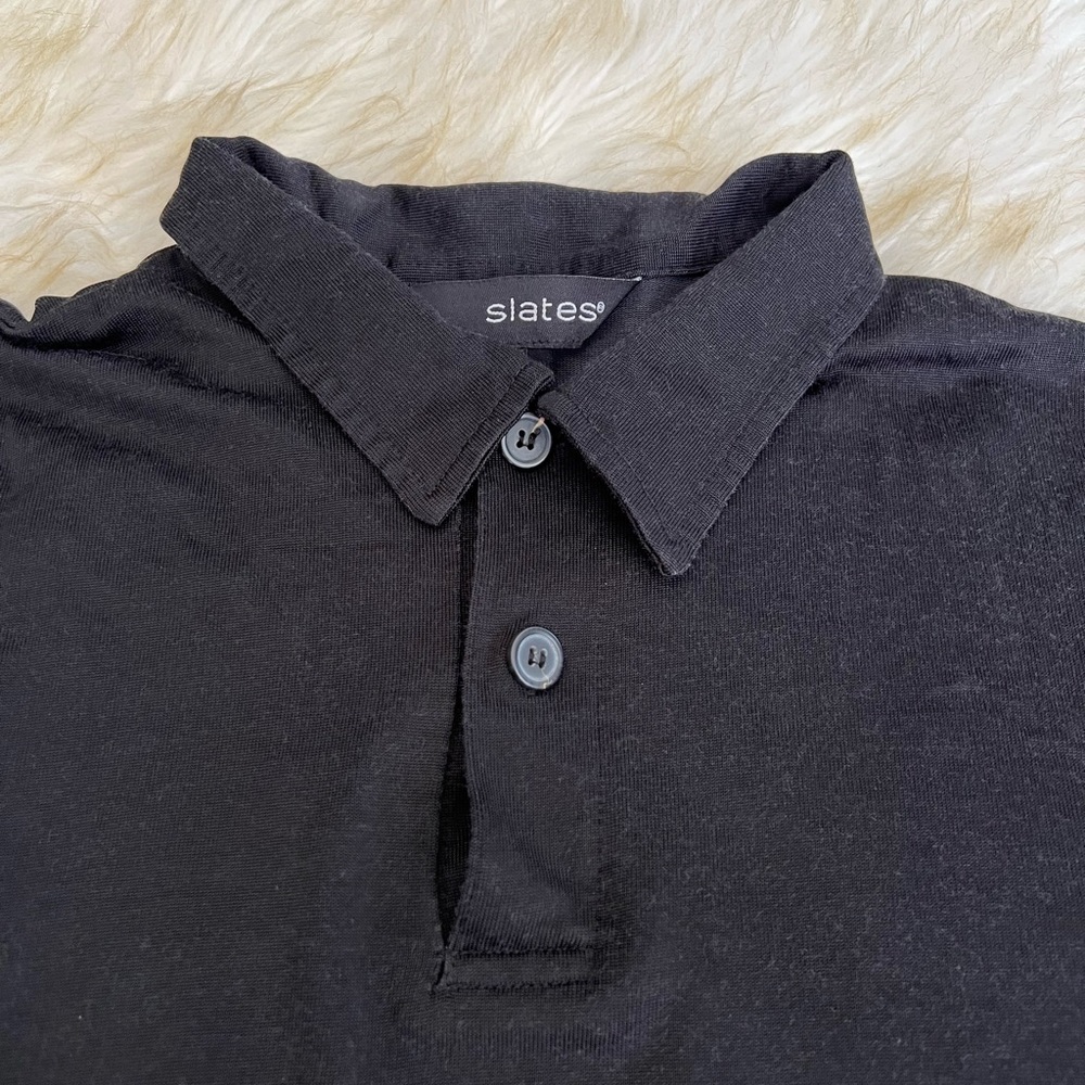 Men’s Slates Black Long Sleeve Collared Top XL